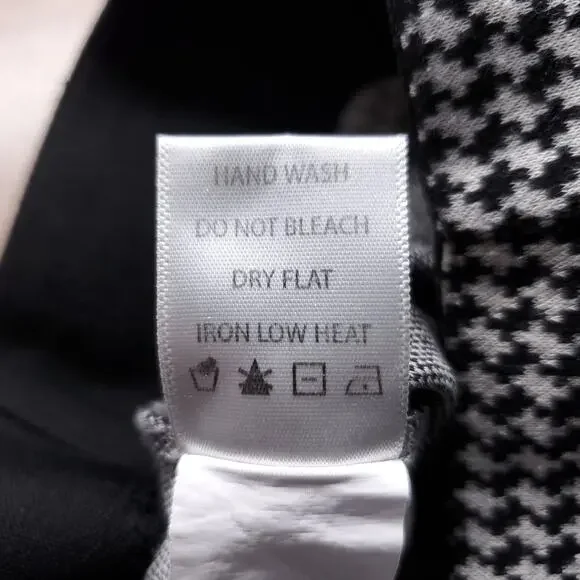 Max Studio Wide Leg Sailor Pants Houndstooth Slipon Stretch Women 28 Black White - Picture 12 of 13